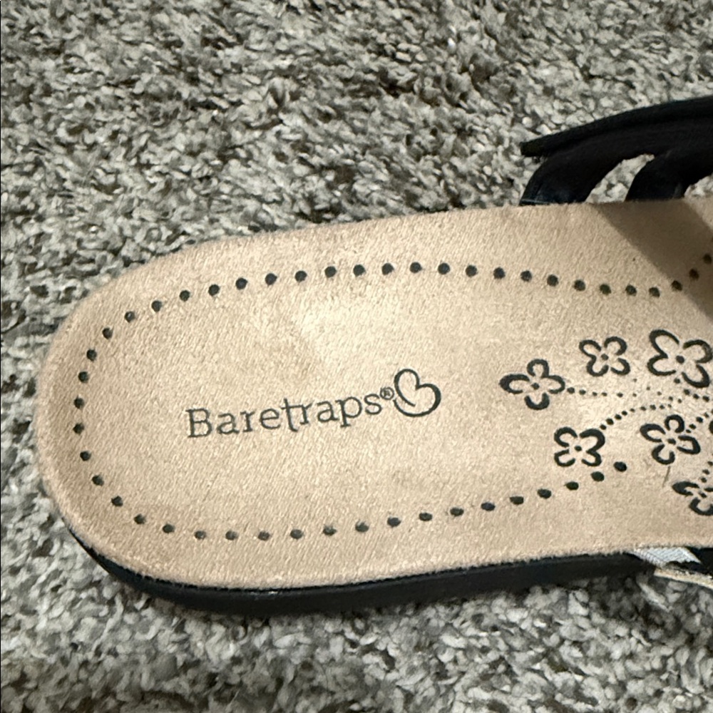 BareTraps Black and Silver Strappy Slide Sandals - Picture 2 of 3